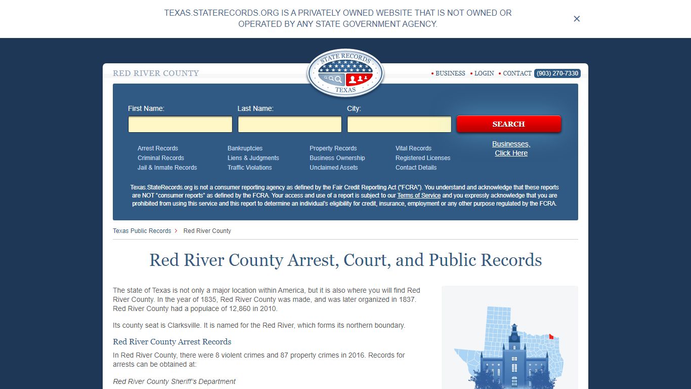 Red River County Arrest, Court, and Public Records