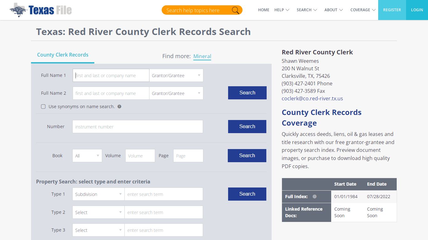 Red River County Clerk Records Search | TexasFile